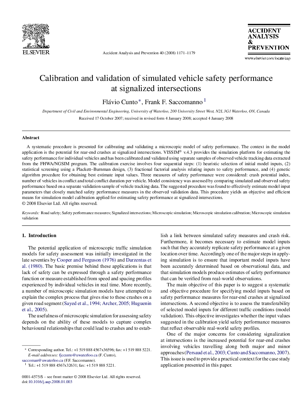 Calibration and validation of simulated vehicle safety performance at signalized intersections