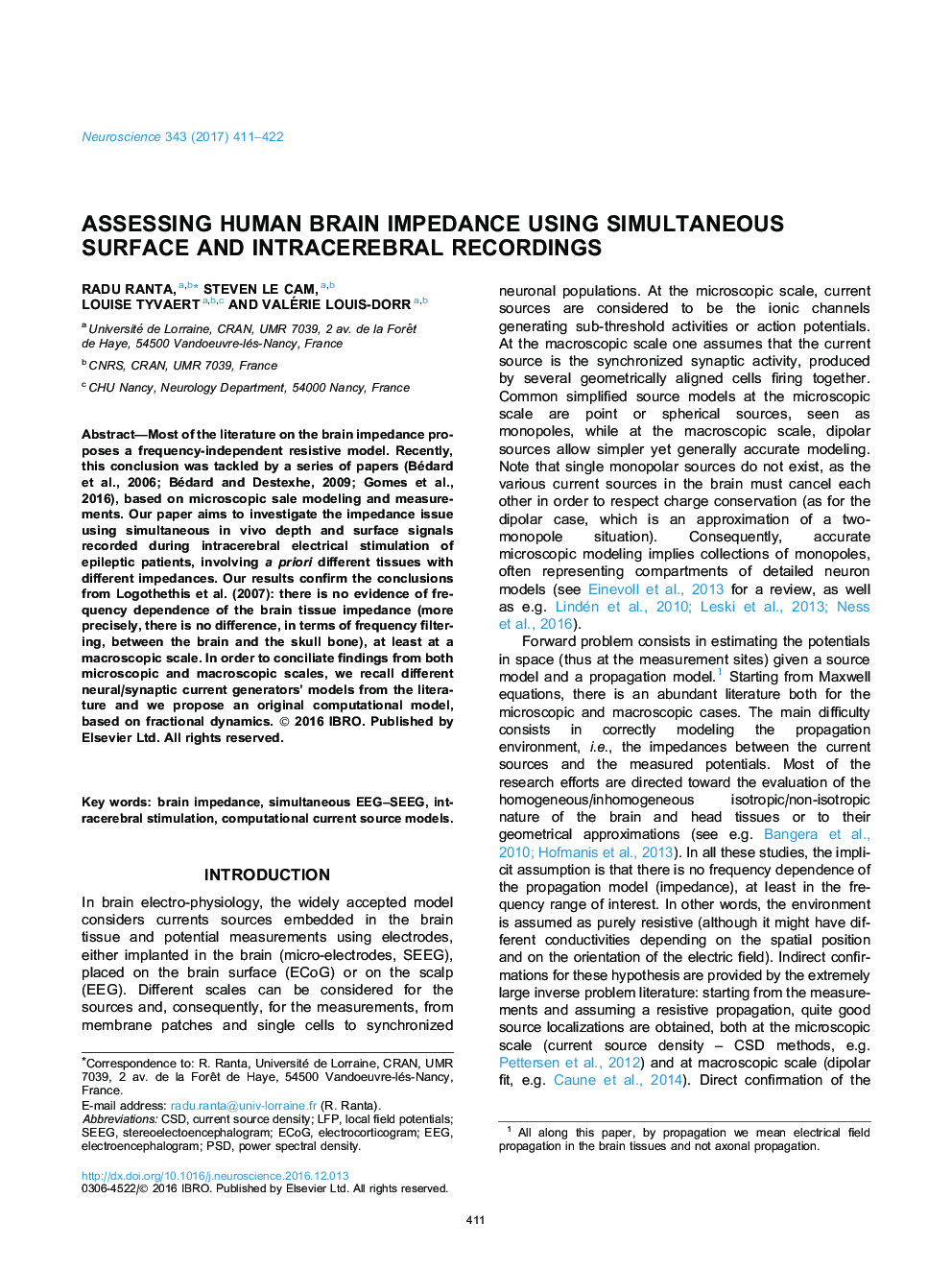Assessing human brain impedance using simultaneous surface and intracerebral recordings