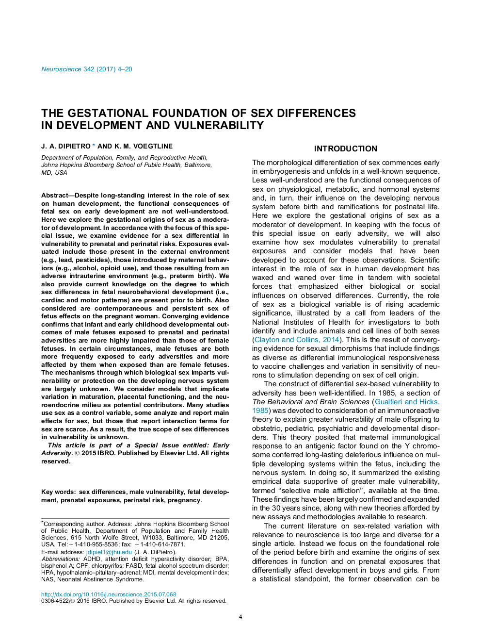 The gestational foundation of sex differences in development and vulnerability