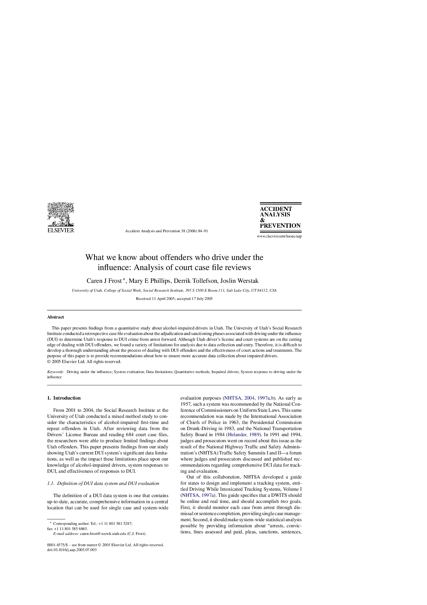 What we know about offenders who drive under the influence: Analysis of court case file reviews