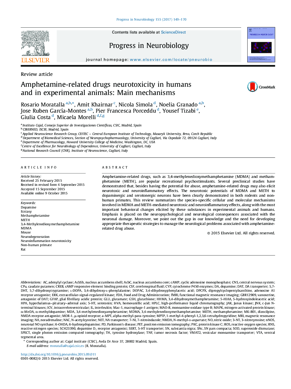 Amphetamine-related drugs neurotoxicity in humans and in experimental animals: Main mechanisms