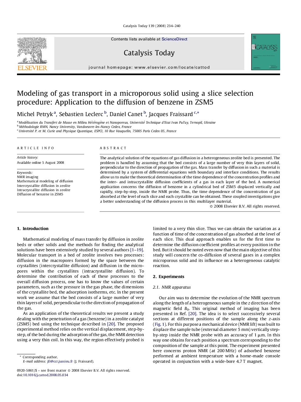 Modeling of gas transport in a microporous solid using a slice selection procedure: Application to the diffusion of benzene in ZSM5