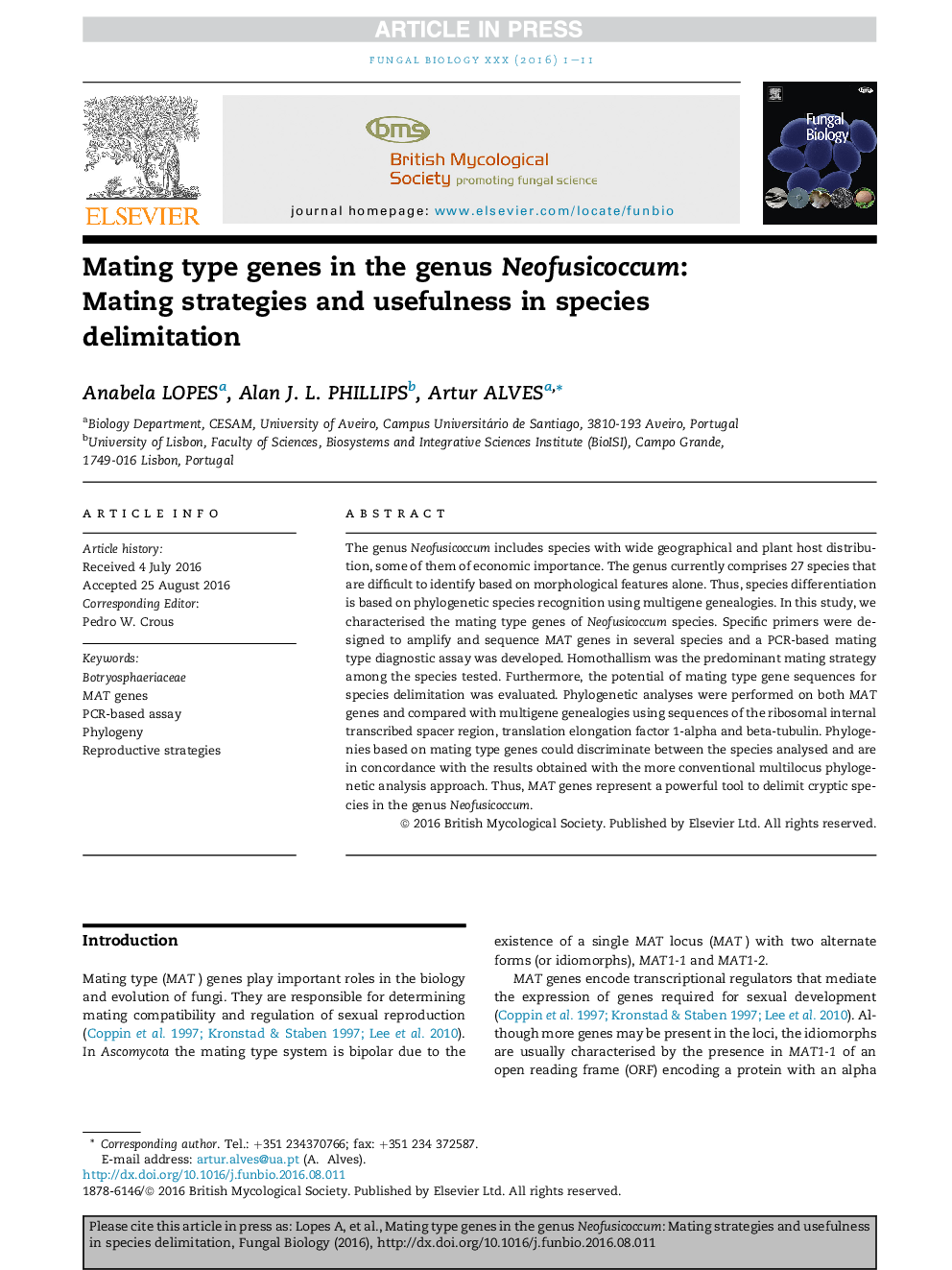 Mating type genes in the genus Neofusicoccum: Mating strategies and usefulness in species delimitation