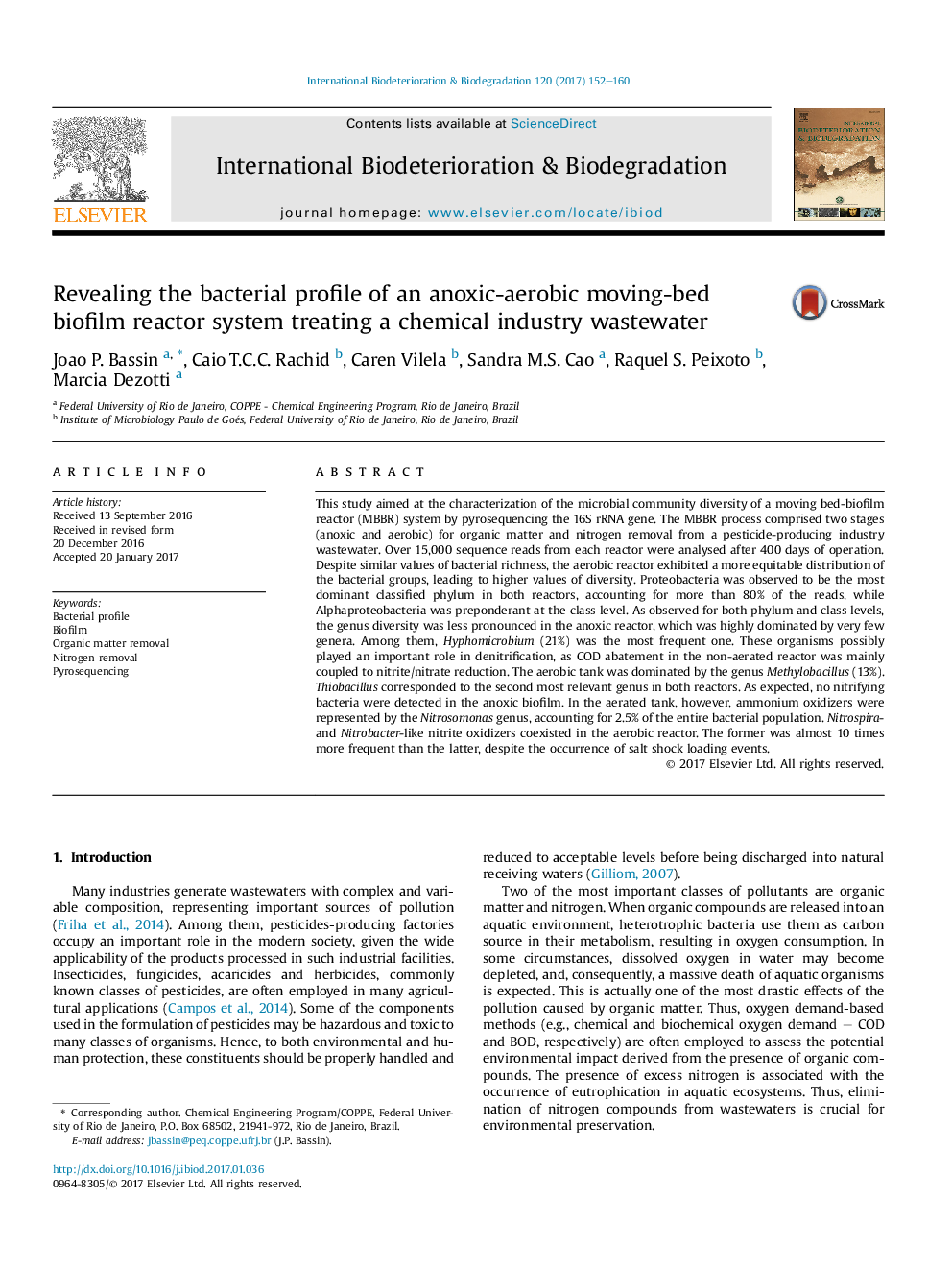 تشخیص پرونده باکتریایی یک سیستم راکتور بیوفیلم زاویه ای هوای بی هوازی با استفاده از یک ماده شیمیایی برای درمان پسماندهای صنایع شیمیایی 