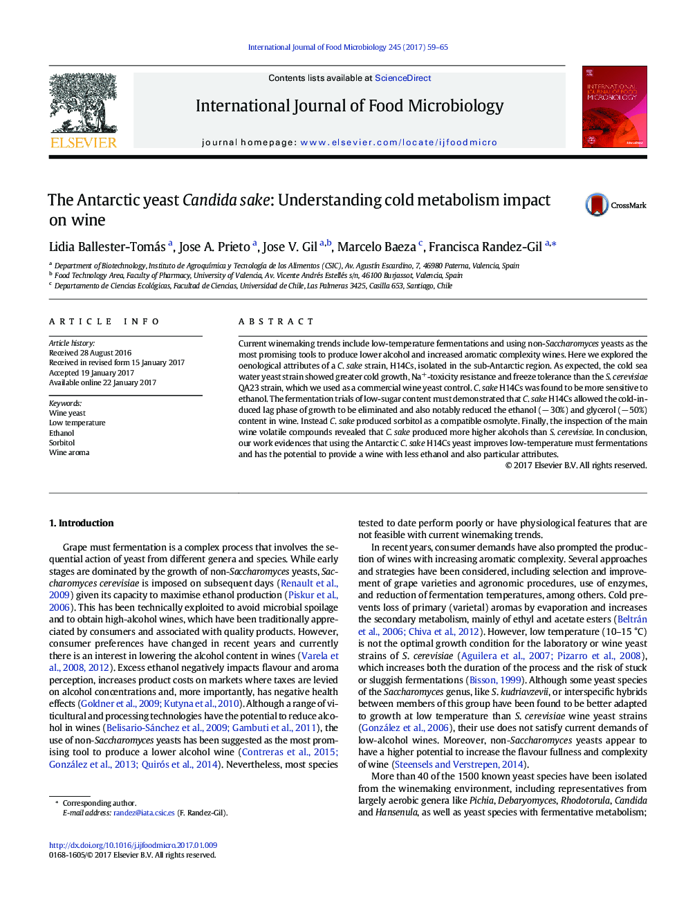 The Antarctic yeast Candida sake: Understanding cold metabolism impact on wine