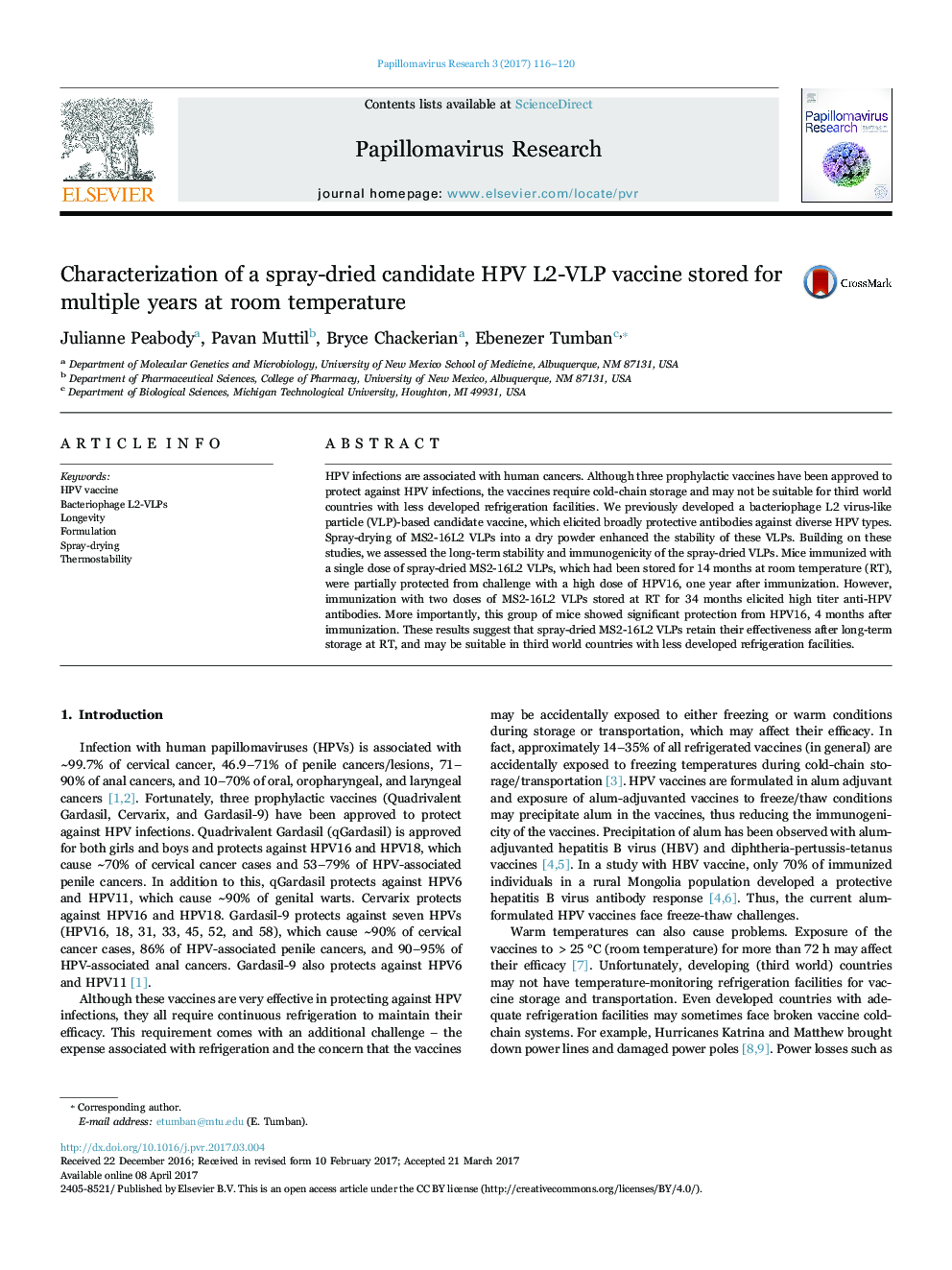 Characterization of a spray-dried candidate HPV L2-VLP vaccine stored for multiple years at room temperature