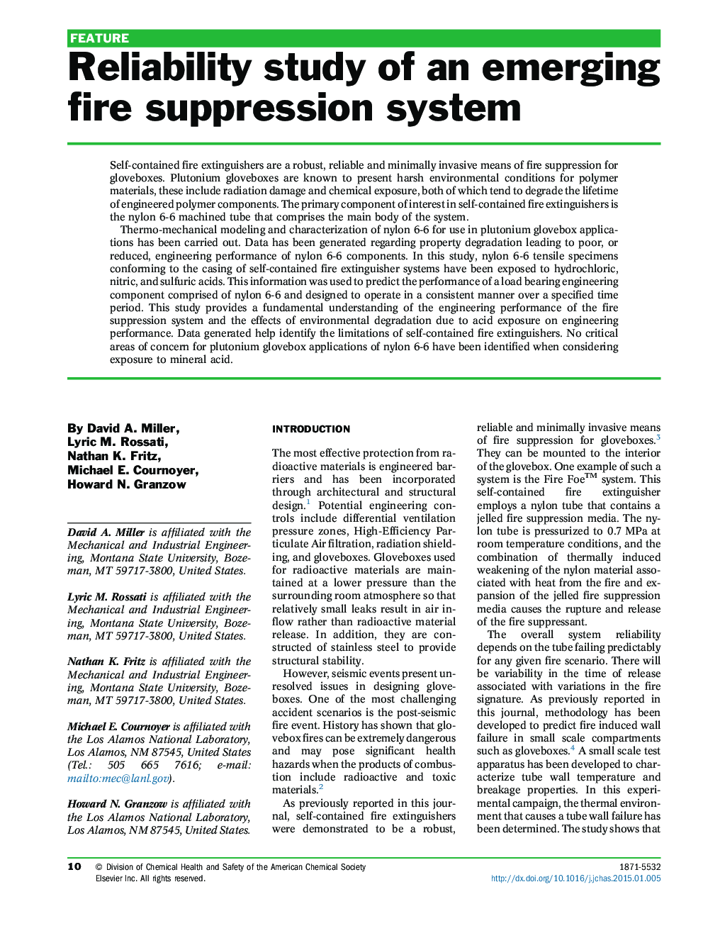 Reliability study of an emerging fire suppression system