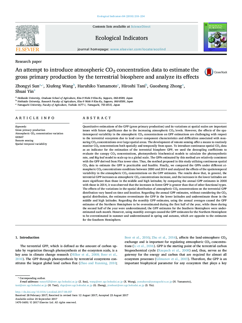 Research paperAn attempt to introduce atmospheric CO2 concentration data to estimate the gross primary production by the terrestrial biosphere and analyze its effects