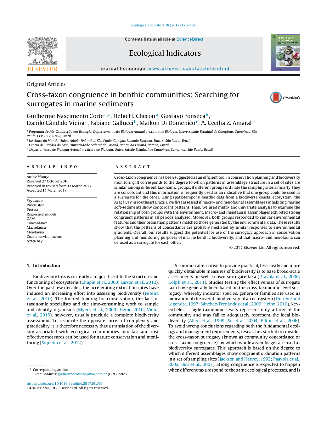 Cross-taxon congruence in benthic communities: Searching for surrogates in marine sediments