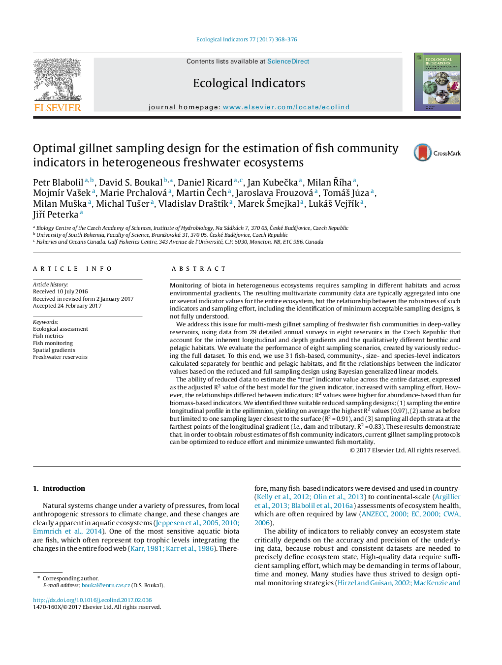 Optimal gillnet sampling design for the estimation of fish community indicators in heterogeneous freshwater ecosystems