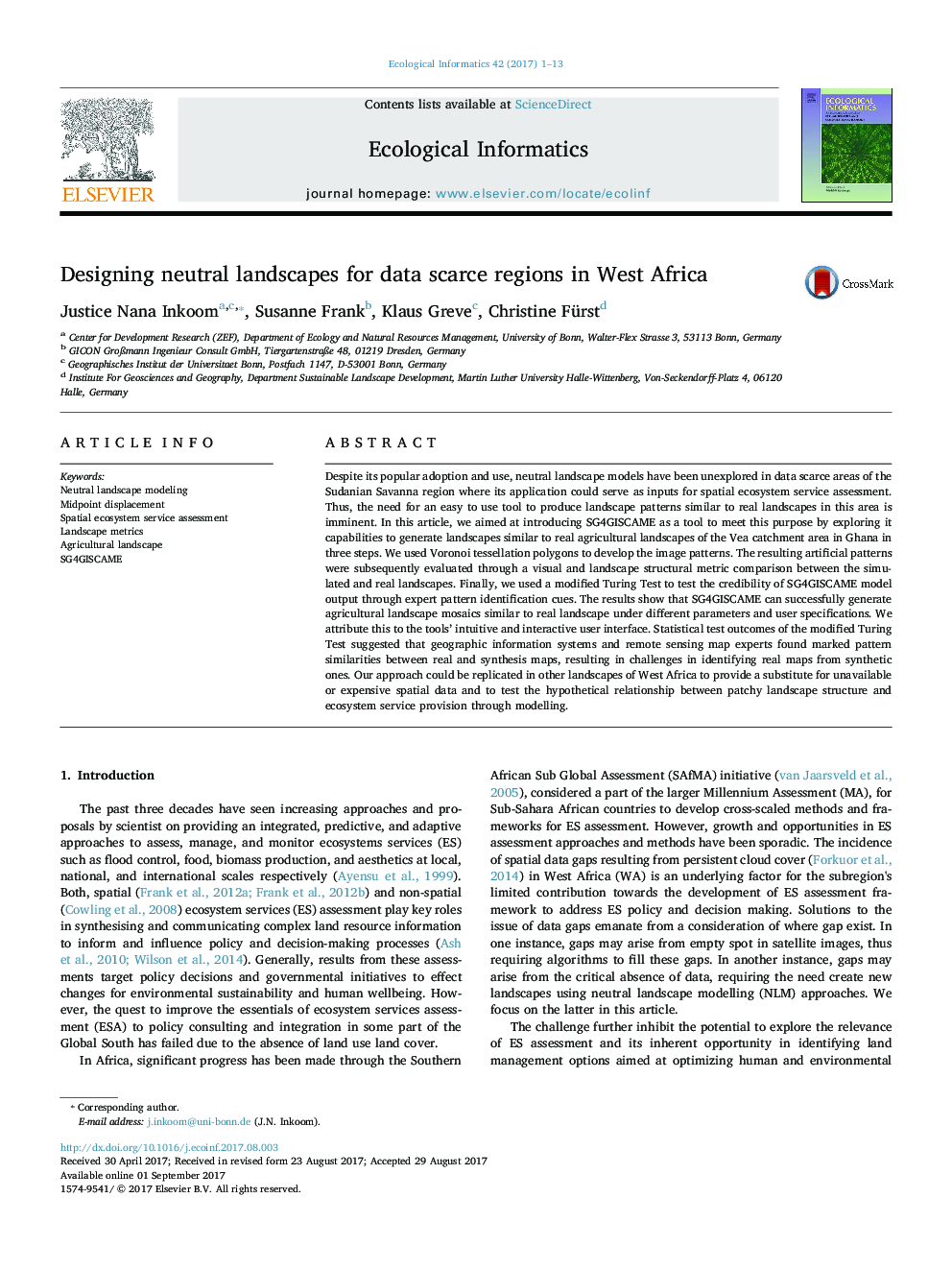 Designing neutral landscapes for data scarce regions in West Africa