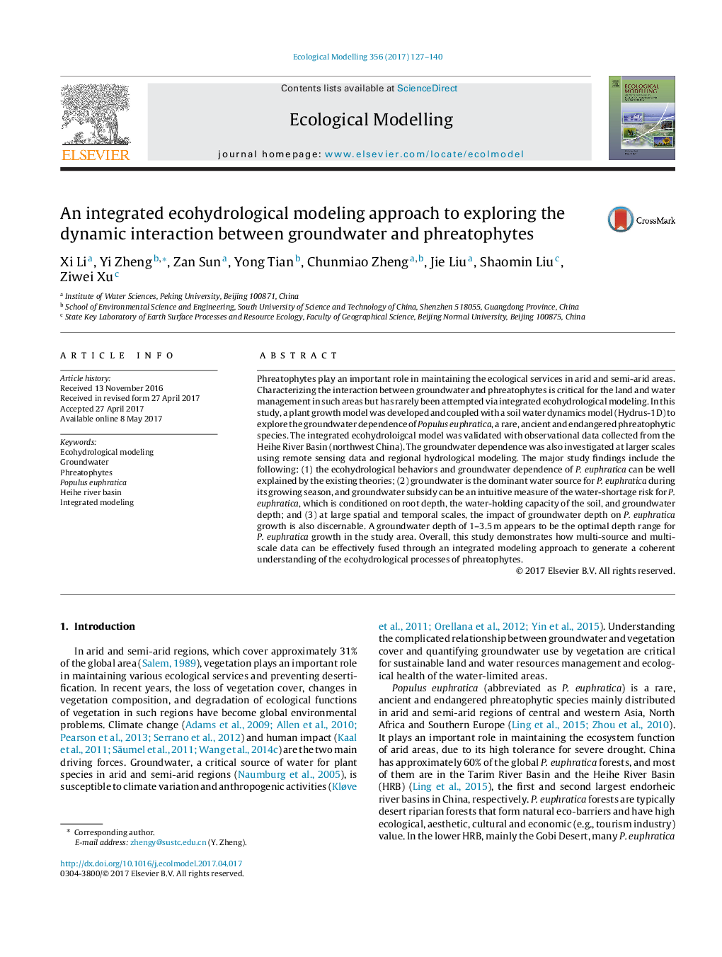 An integrated ecohydrological modeling approach to exploring the dynamic interaction between groundwater and phreatophytes