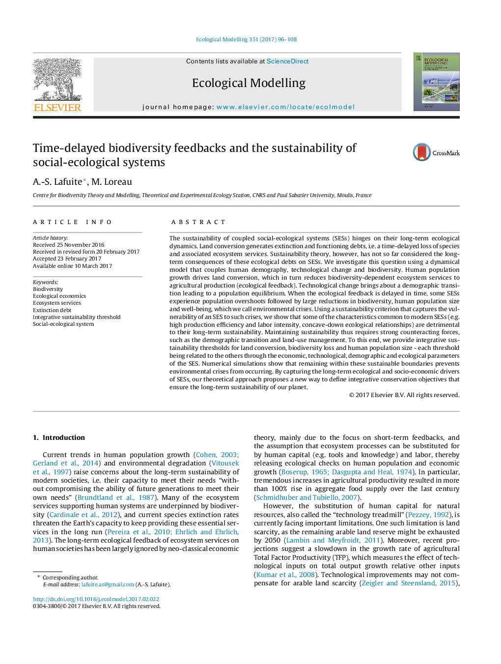 Time-delayed biodiversity feedbacks and the sustainability of social-ecological systems