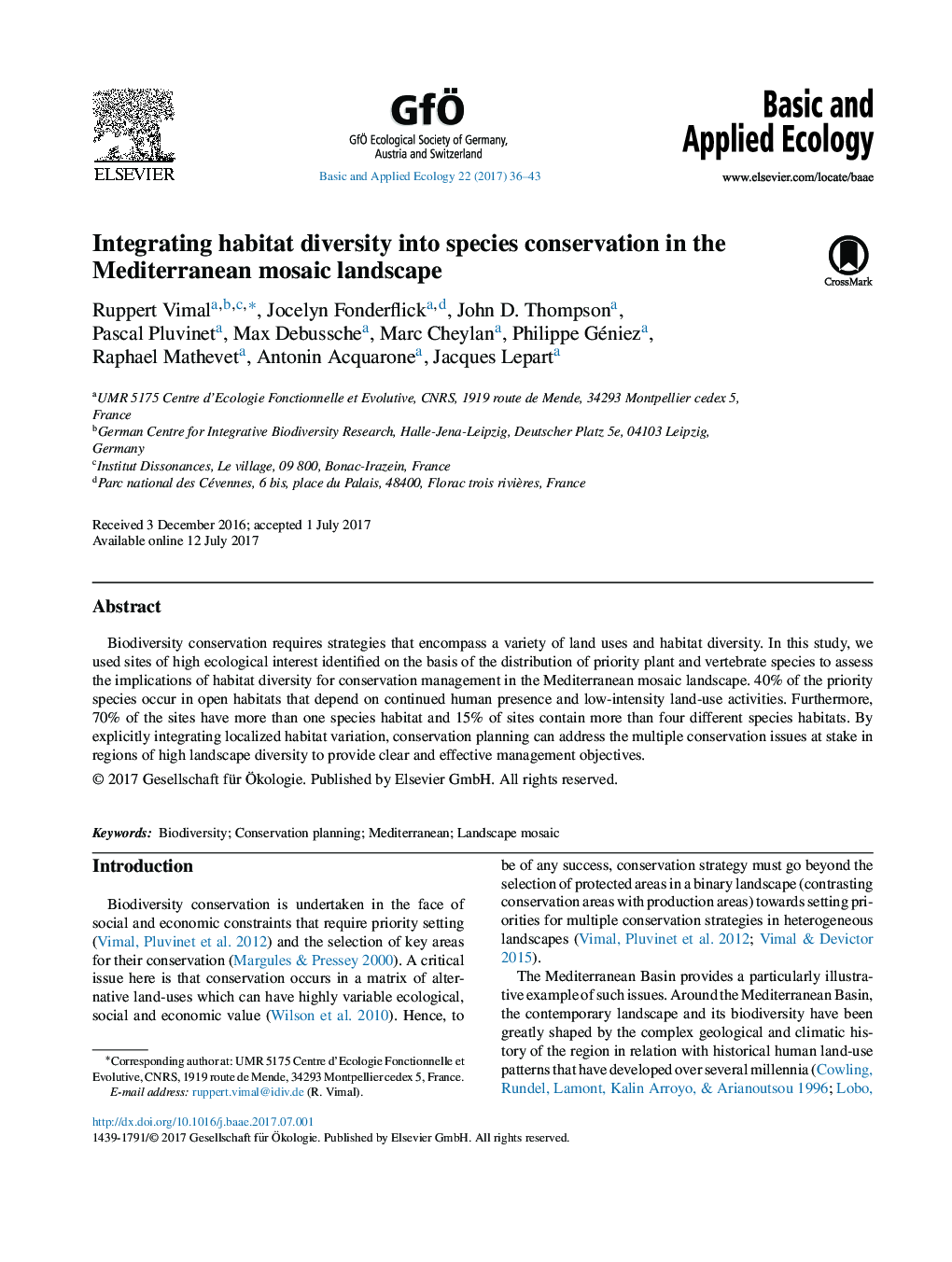Integrating habitat diversity into species conservation in the Mediterranean mosaic landscape