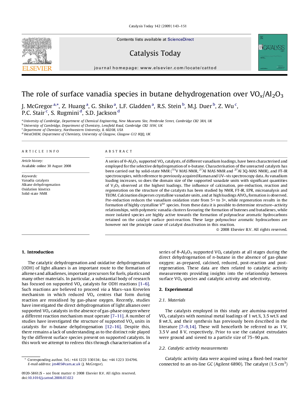 The role of surface vanadia species in butane dehydrogenation over VOx/Al2O3