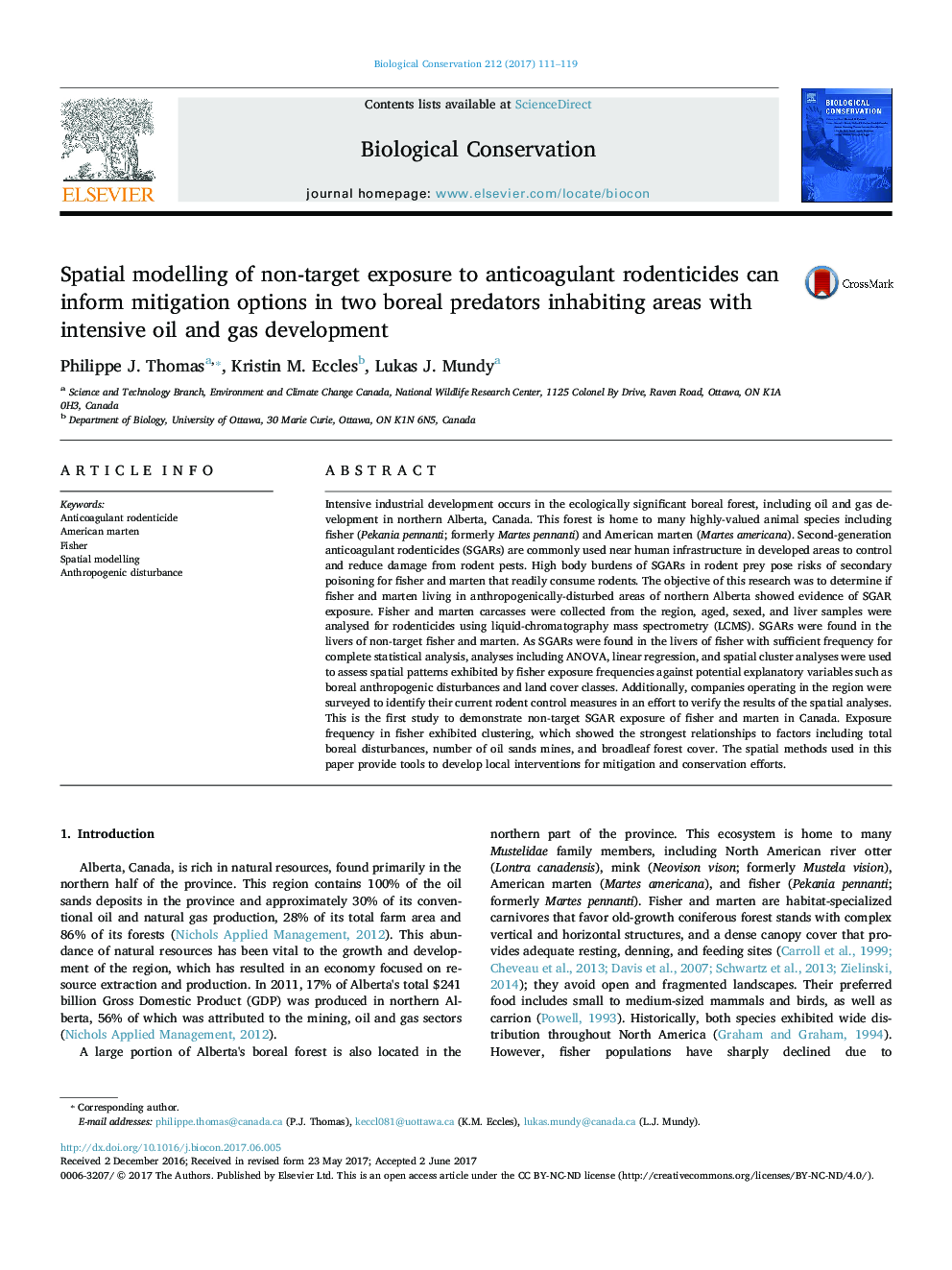 Spatial modelling of non-target exposure to anticoagulant rodenticides can inform mitigation options in two boreal predators inhabiting areas with intensive oil and gas development