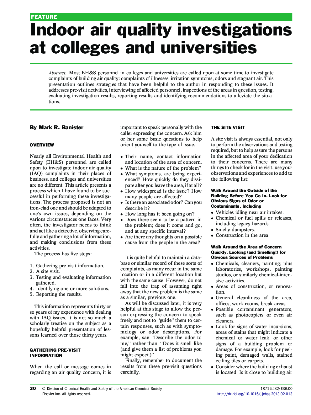Indoor air quality investigations at colleges and universities
