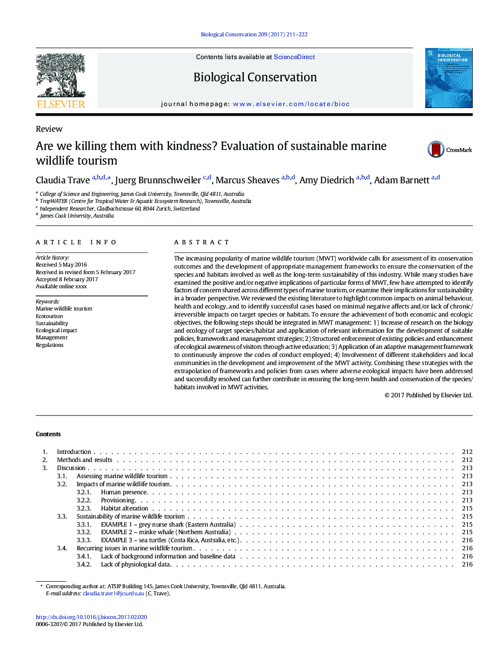 Are we killing them with kindness? Evaluation of sustainable marine wildlife tourism