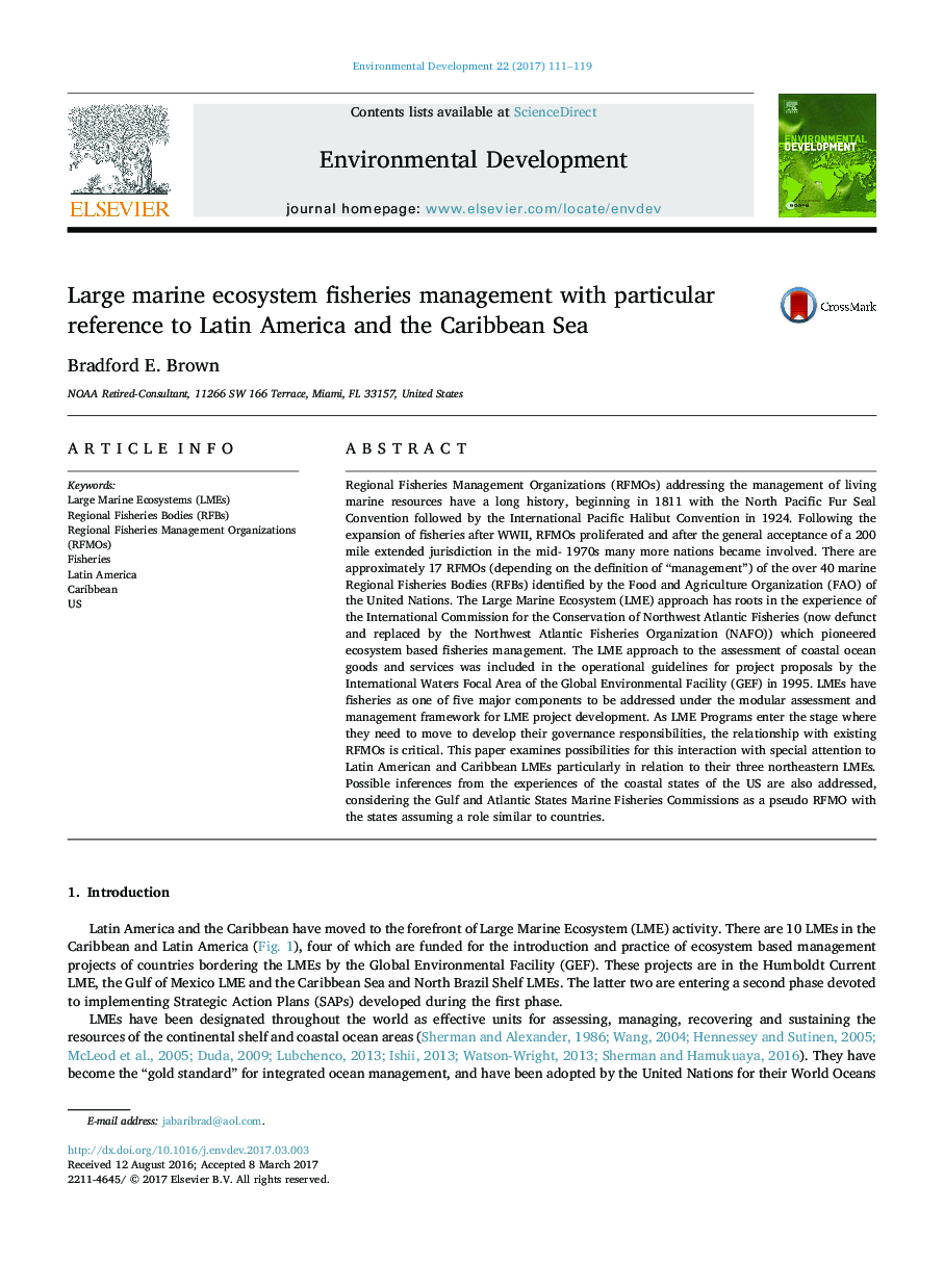 Large marine ecosystem fisheries management with particular reference to Latin America and the Caribbean Sea