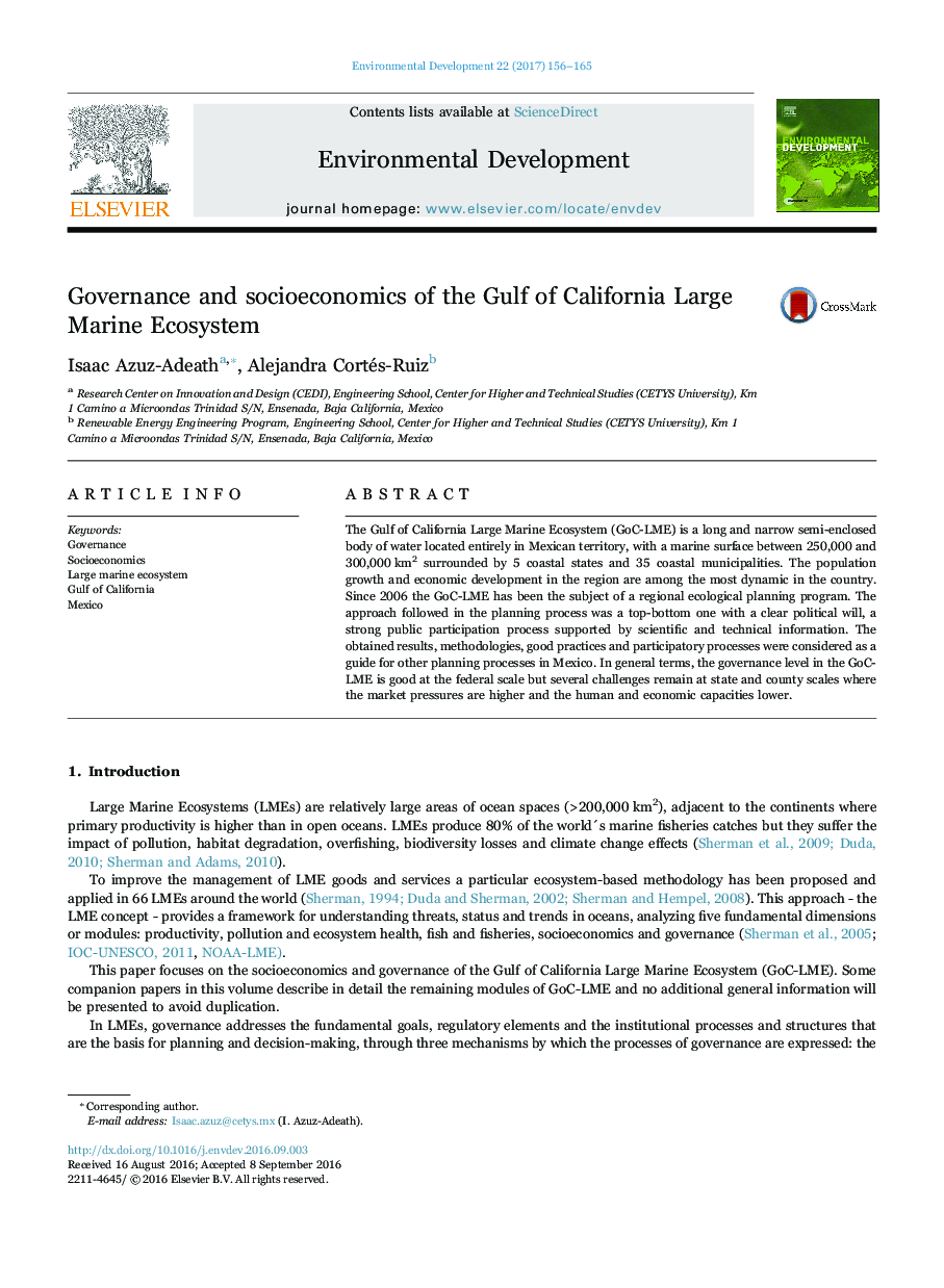 Governance and socioeconomics of the Gulf of California Large Marine Ecosystem