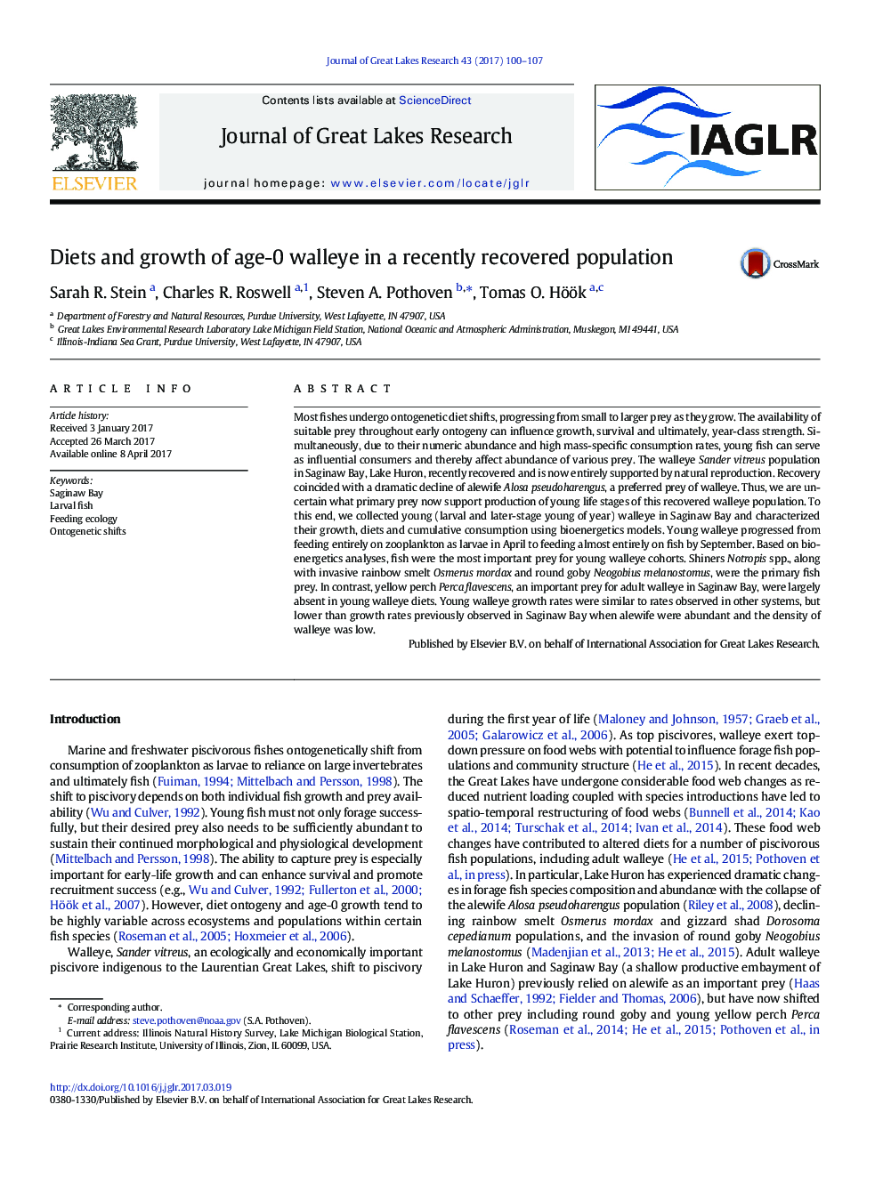 Diets and growth of age-0 walleye in a recently recovered population