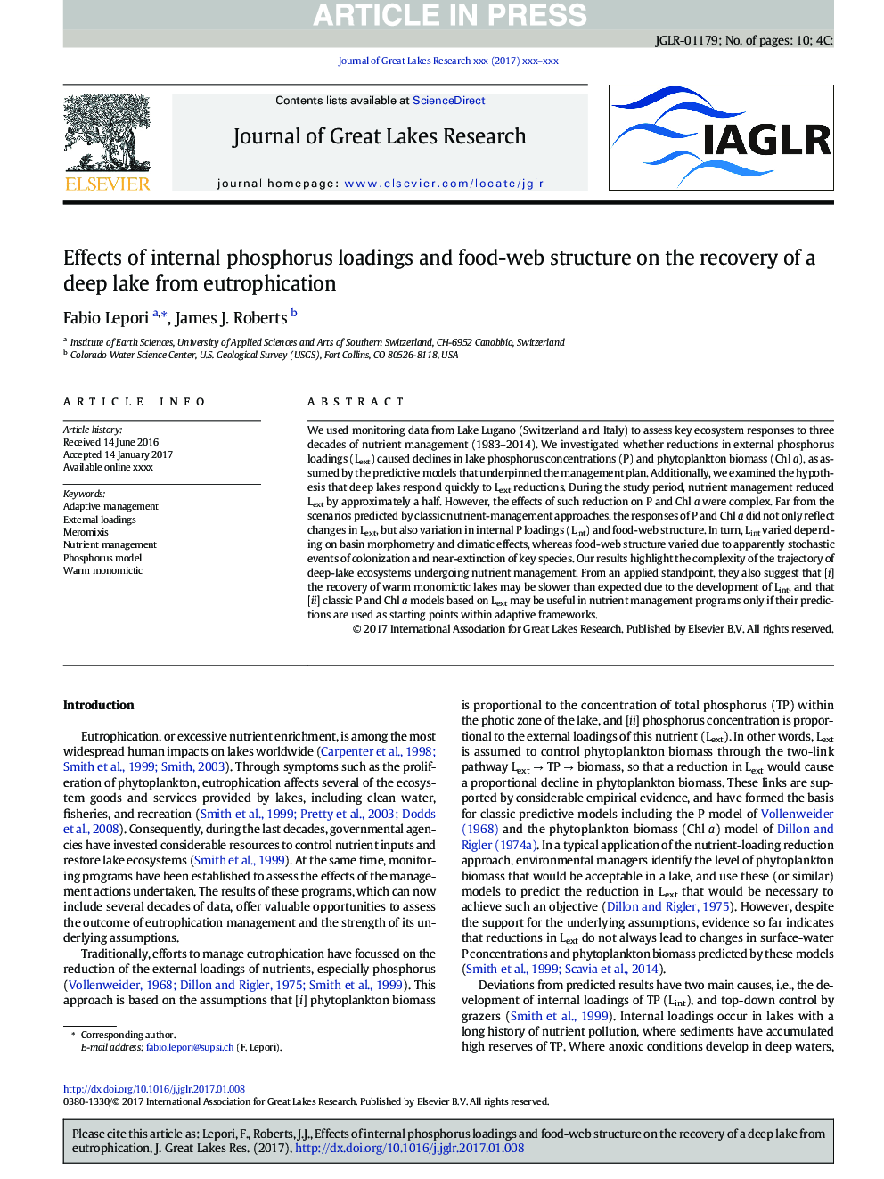 Effects of internal phosphorus loadings and food-web structure on the recovery of a deep lake from eutrophication