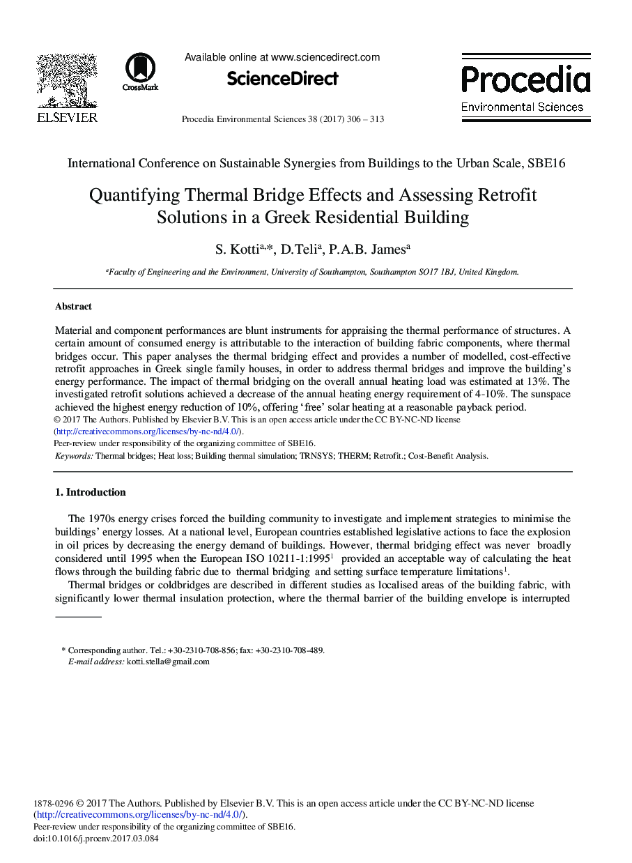 Quantifying Thermal Bridge Effects and Assessing Retrofit Solutions in a Greek Residential Building