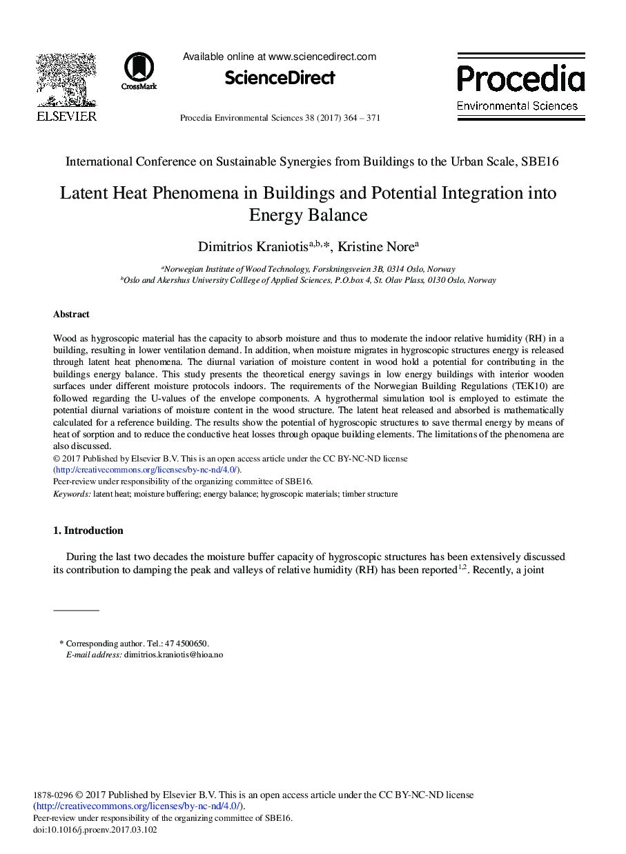 Latent Heat Phenomena in Buildings and Potential Integration into Energy Balance