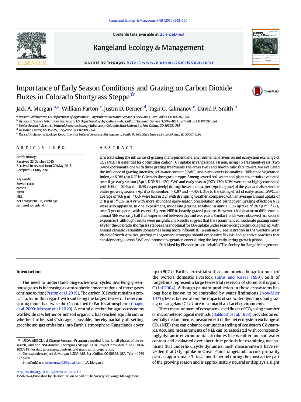 Importance of Early Season Conditions and Grazing on Carbon Dioxide Fluxes in Colorado Shortgrass Steppe
