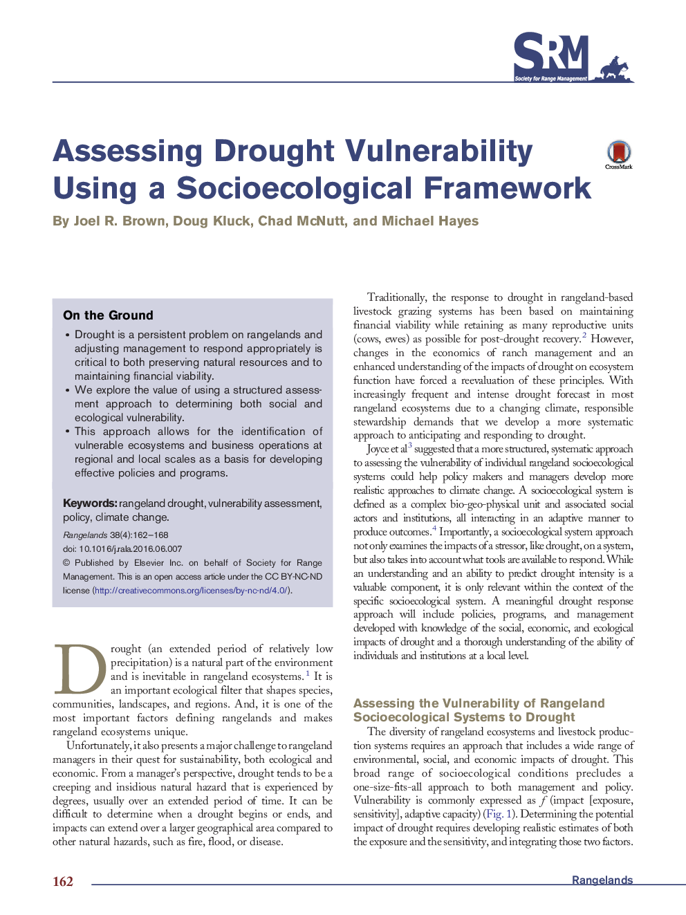 ارزیابی آسیب پذیری خشکسالی با استفاده از یک چارچوب اجتماعی-فرهنگی 