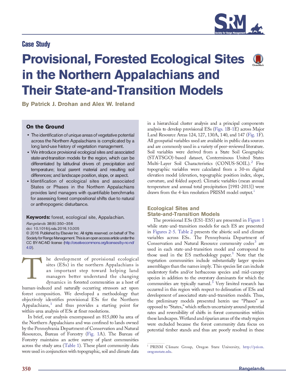 Case StudyProvisional, Forested Ecological Sites in the Northern Appalachians and Their State-and-Transition Models