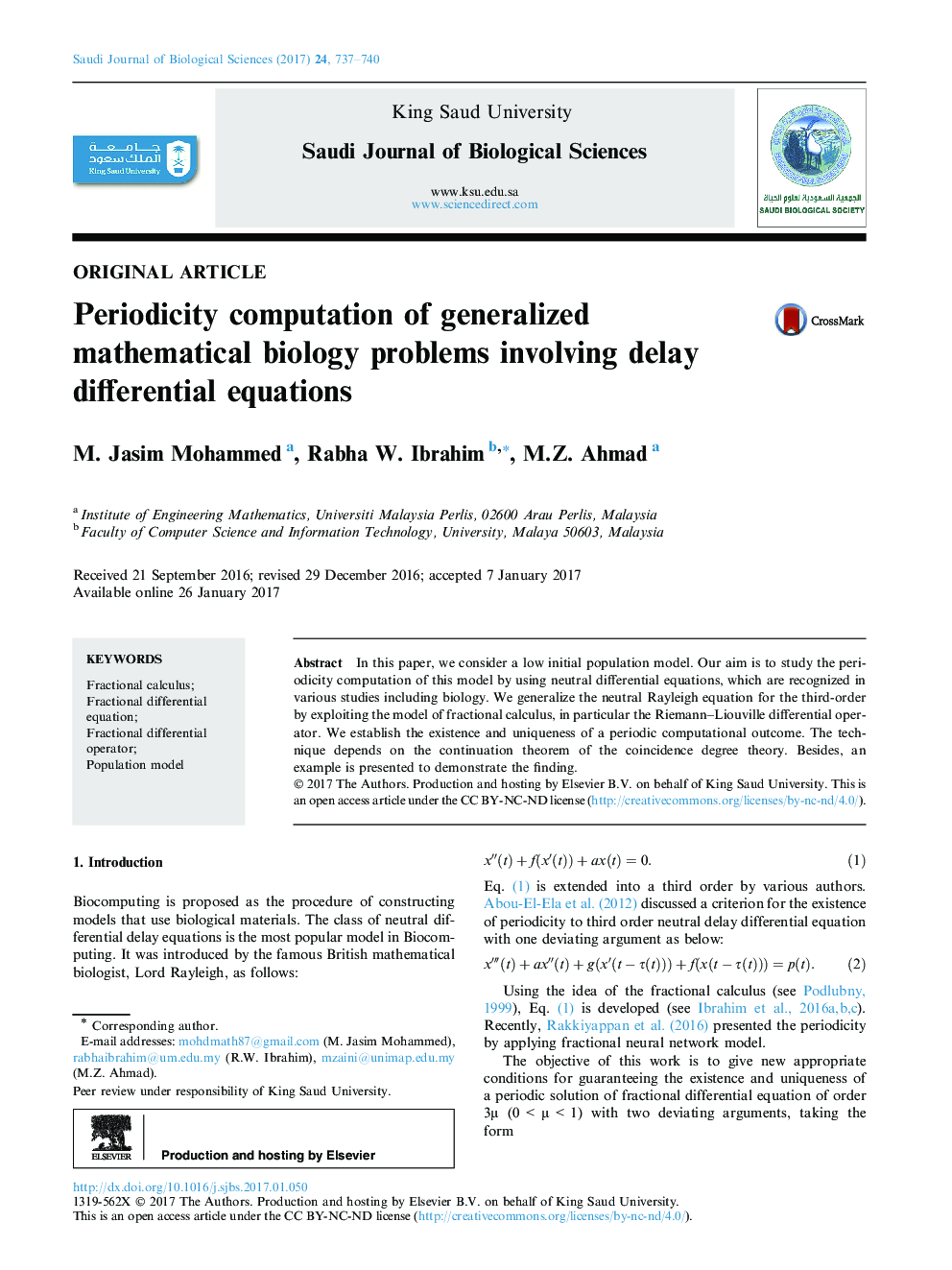 Original articlePeriodicity computation of generalized mathematical biology problems involving delay differential equations