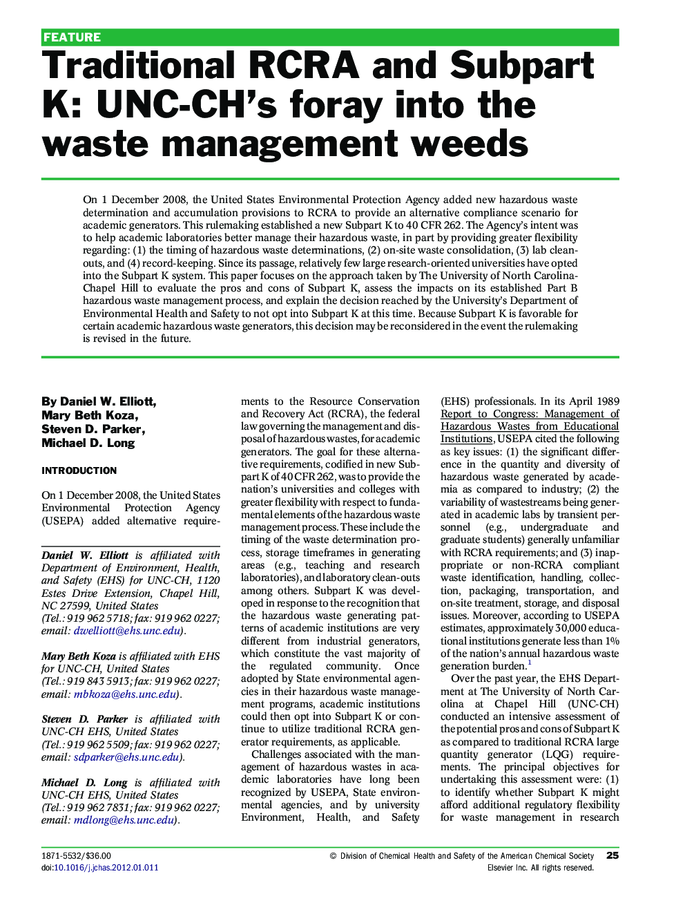 Traditional RCRA and Subpart K: UNC-CH's foray into the waste management weeds