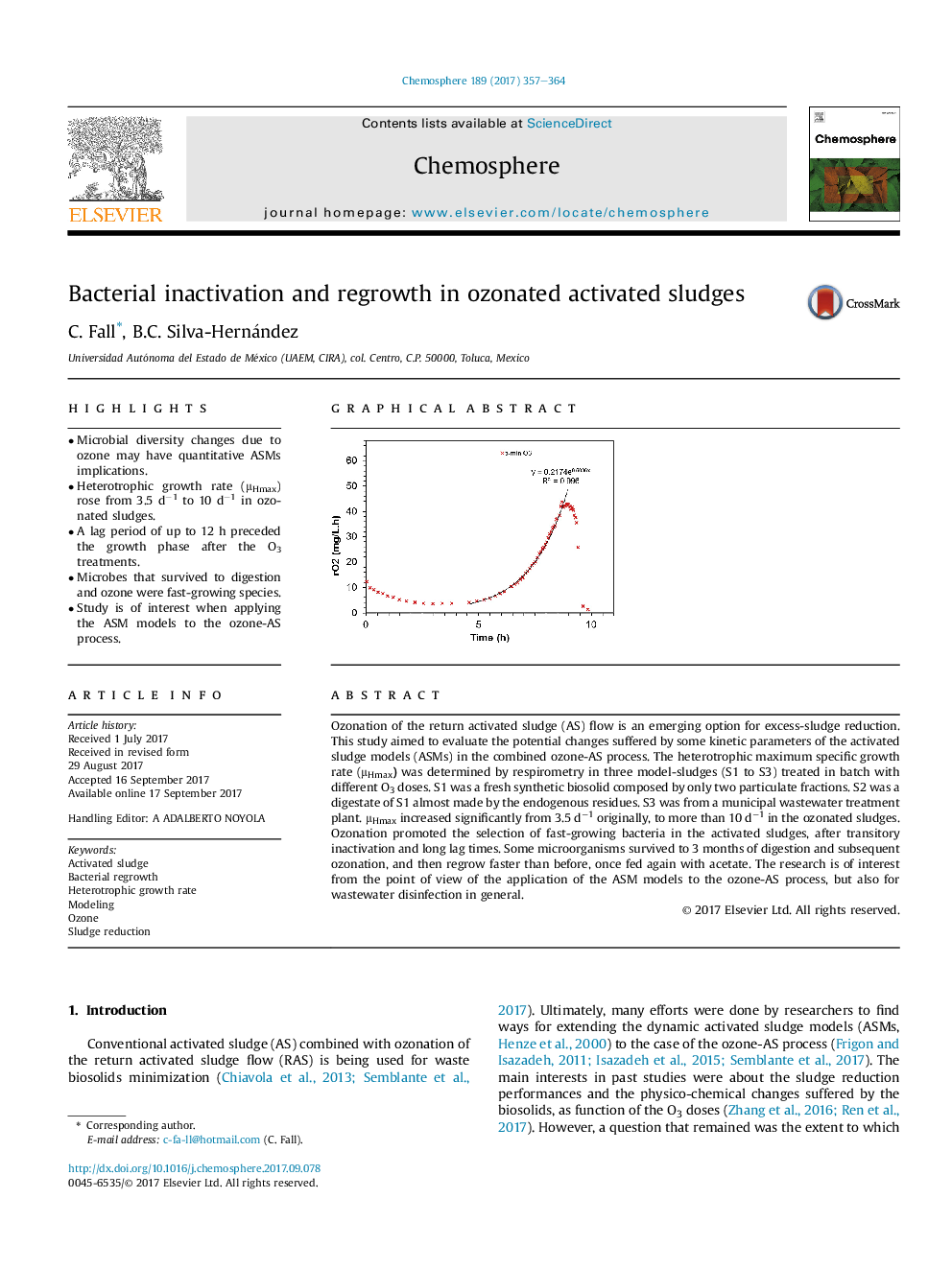 Bacterial inactivation and regrowth in ozonated activated sludges