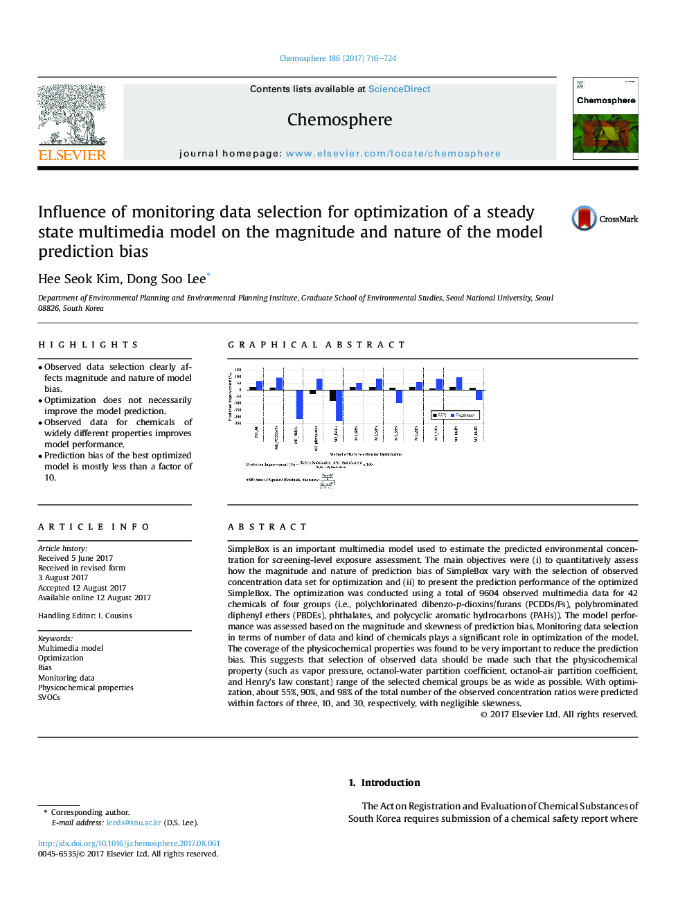 Influence of monitoring data selection for optimization of a steady state multimedia model on the magnitude and nature of the model prediction bias