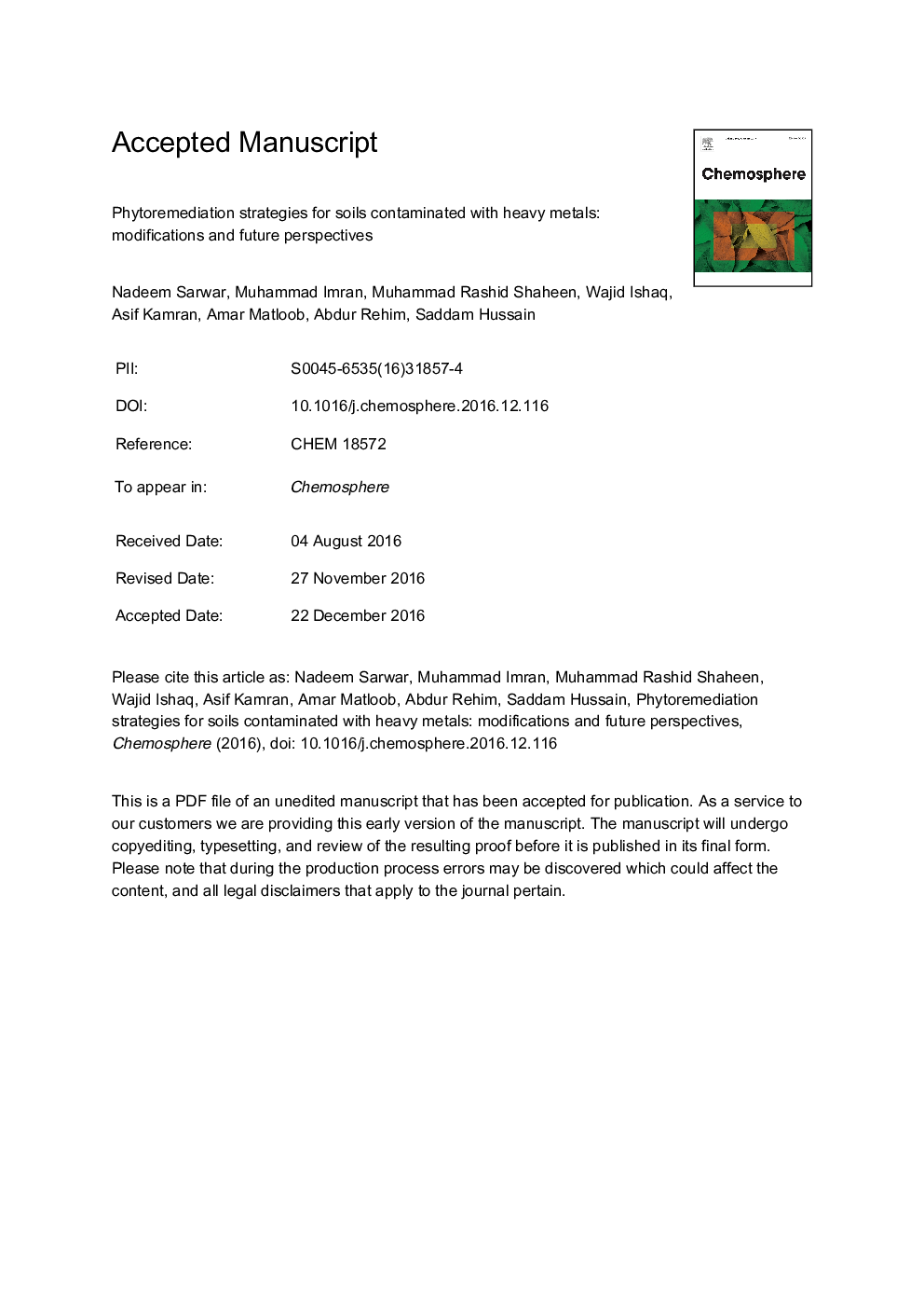 Phytoremediation strategies for soils contaminated with heavy metals: Modifications and future perspectives