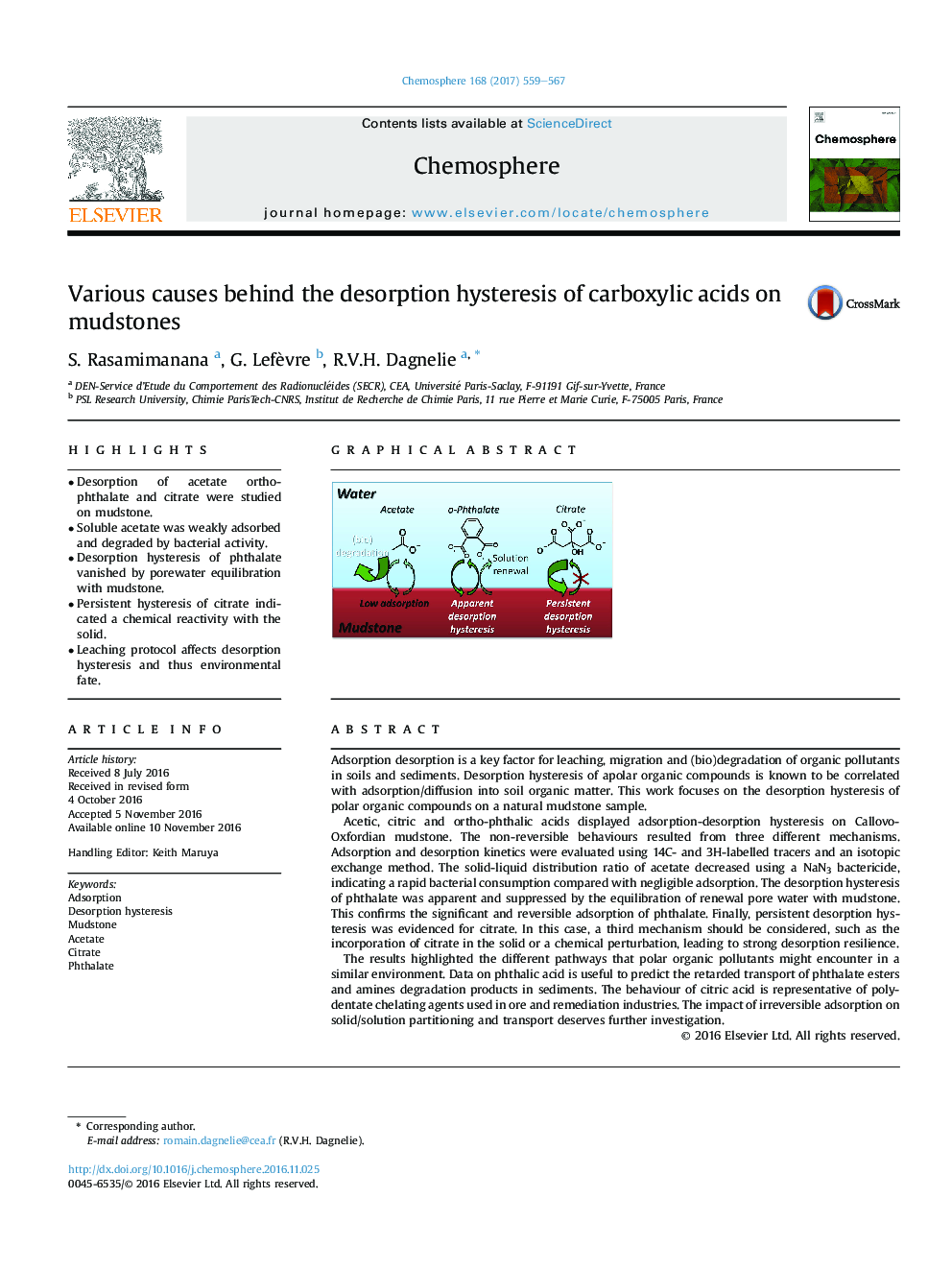 Various causes behind the desorption hysteresis of carboxylic acids on mudstones