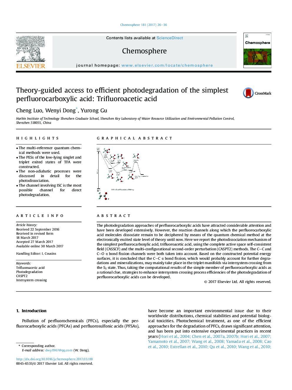 Theory-guided access to efficient photodegradation of the simplest perfluorocarboxylic acid: Trifluoroacetic acid