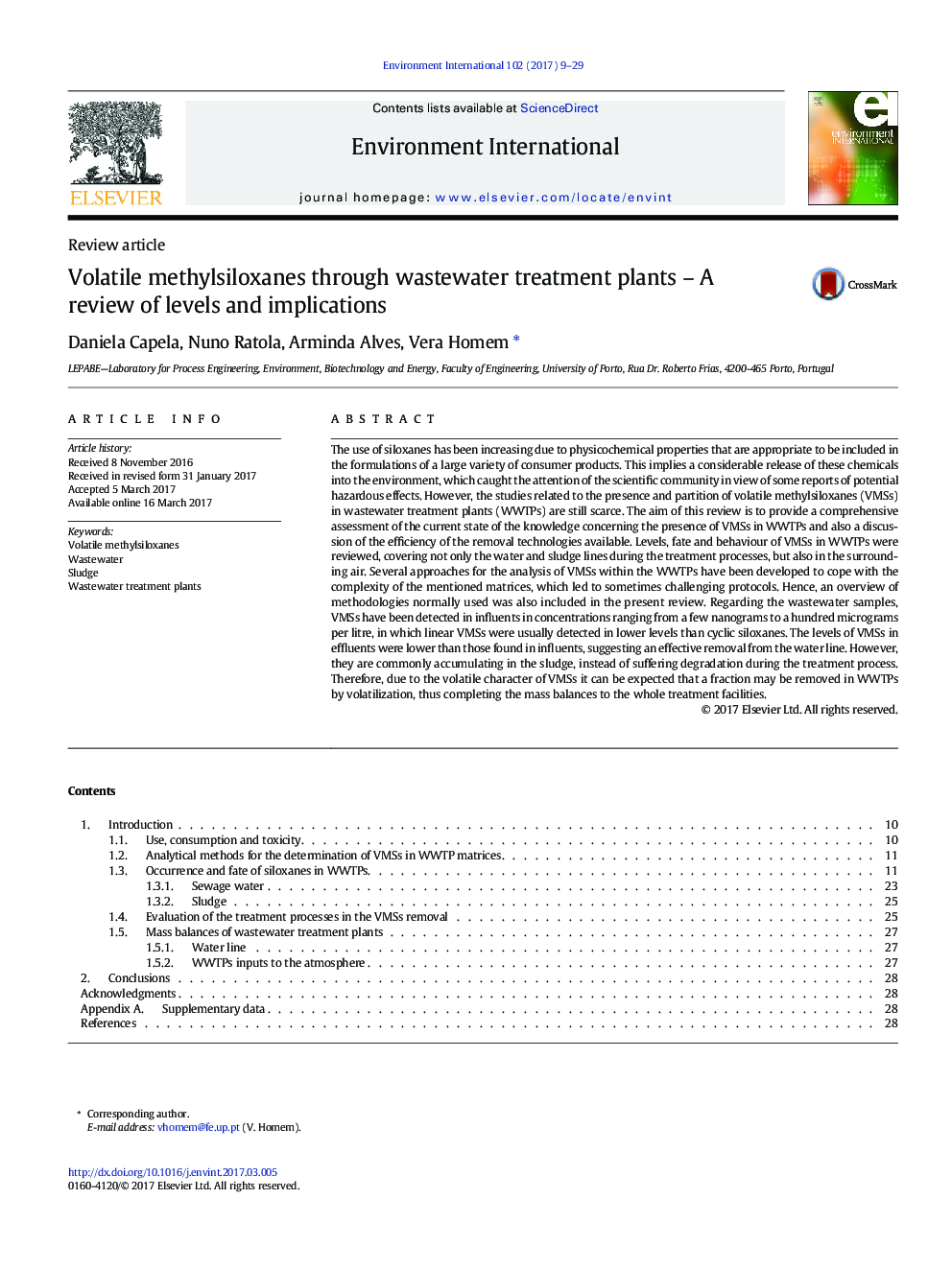 Review articleVolatile methylsiloxanes through wastewater treatment plants - A review of levels and implications