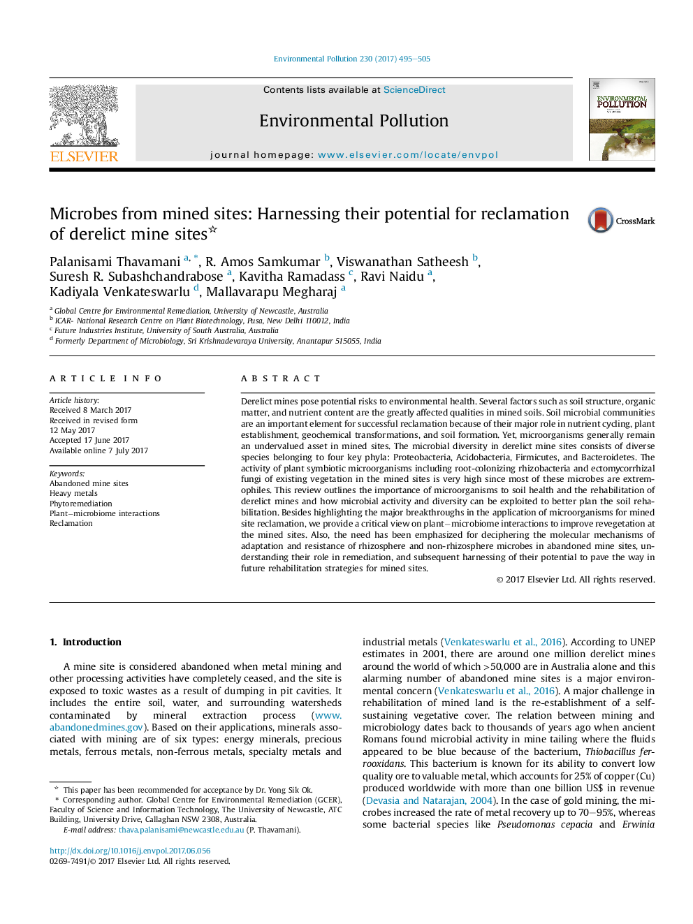 Microbes from mined sites: Harnessing their potential for reclamation of derelict mine sites