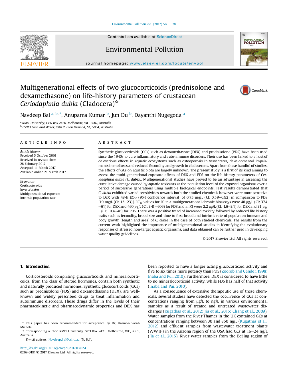 عکس صفحه اول مقاله: Multigenerational effects of two glucocorticoids (prednisolone and dexamethasone) on life-history parameters of crustacean Ceriodaphnia dubia (Cladocera) Multigenerational effects of two glucocorticoids (prednisolone and dexamethasone) on life-history parameters of crustacean Ceriodaphnia dubia (Cladocera)