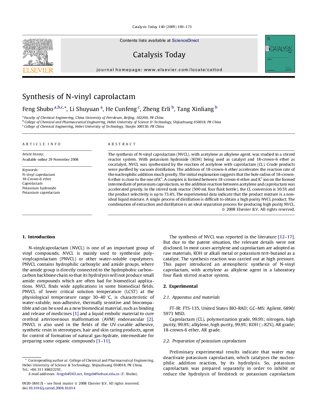 Synthesis of N-vinyl caprolactam