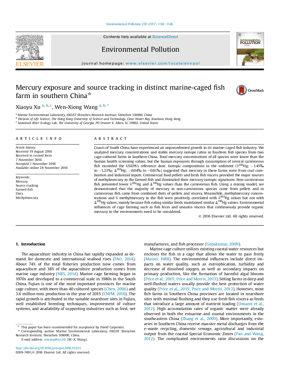 Mercury exposure and source tracking in distinct marine-caged fish farm in southern China