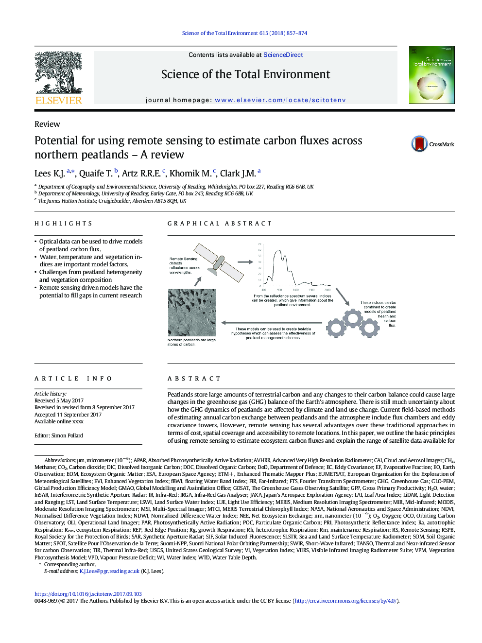 ReviewPotential for using remote sensing to estimate carbon fluxes across northern peatlands - A review