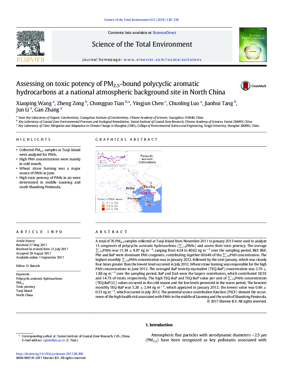 Assessing on toxic potency of PM2.5-bound polycyclic aromatic hydrocarbons at a national atmospheric background site in North China