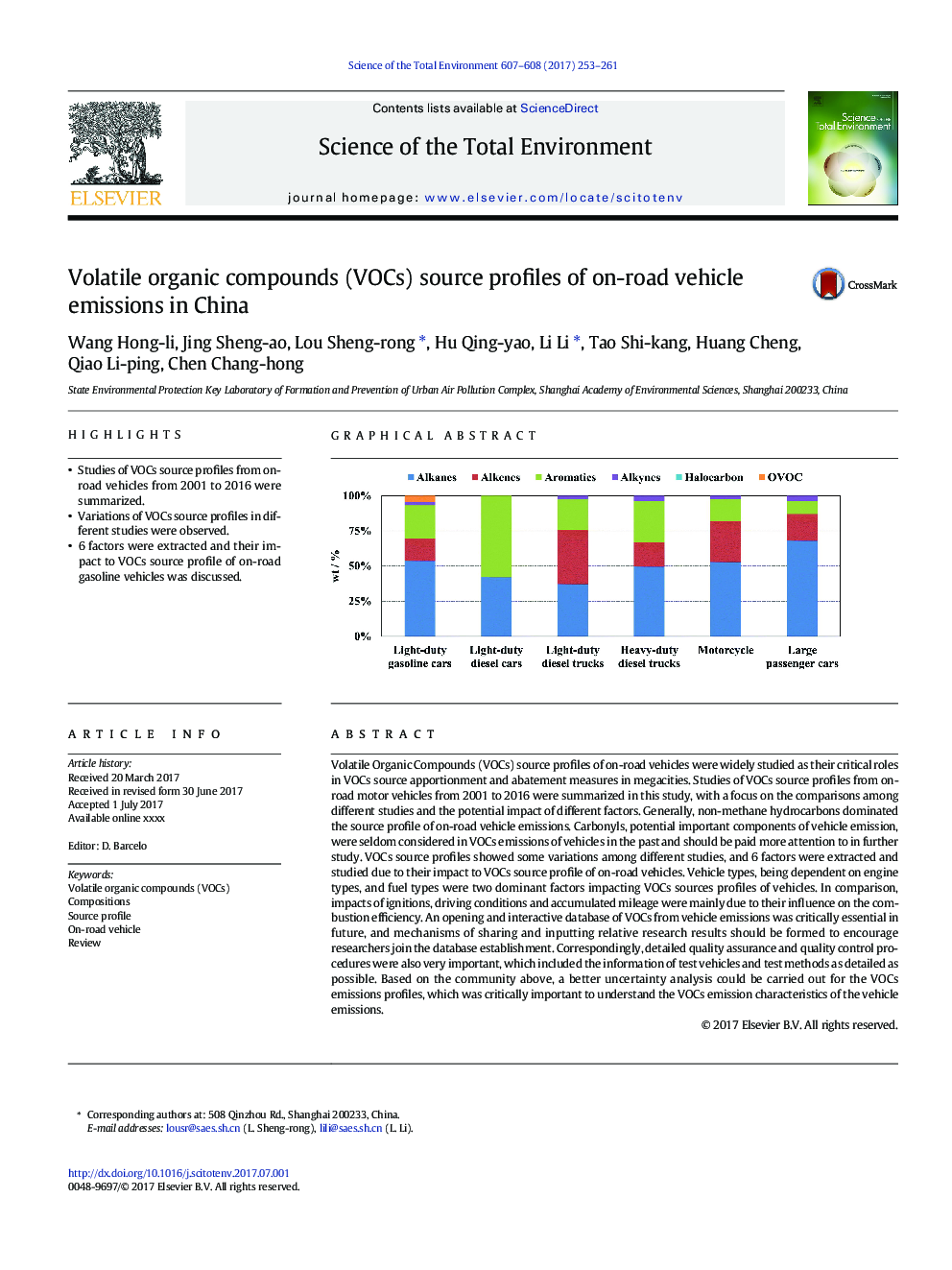 Volatile organic compounds (VOCs) source profiles of on-road vehicle emissions in China