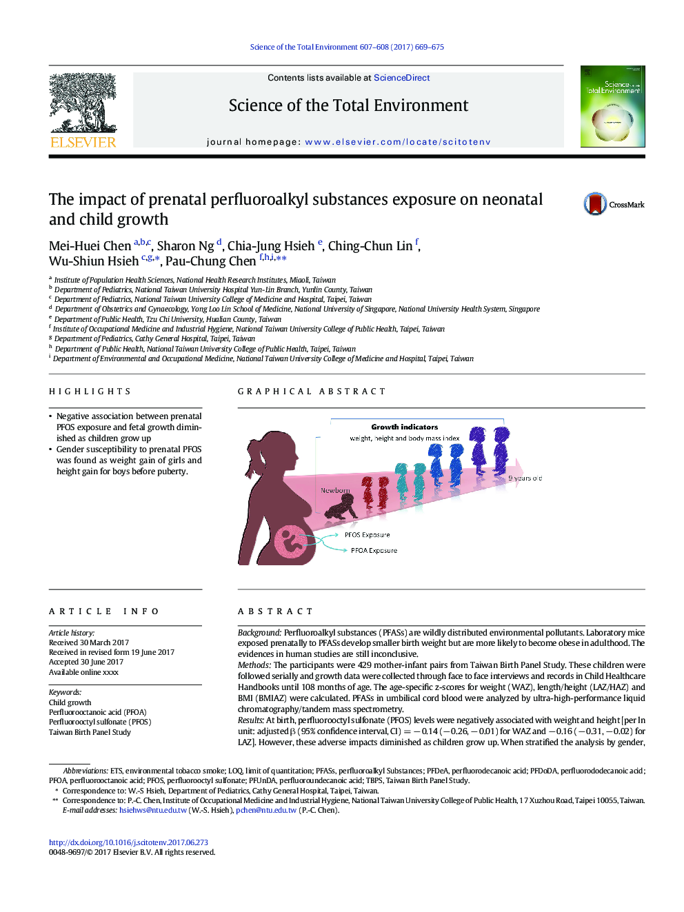 The impact of prenatal perfluoroalkyl substances exposure on neonatal and child growth