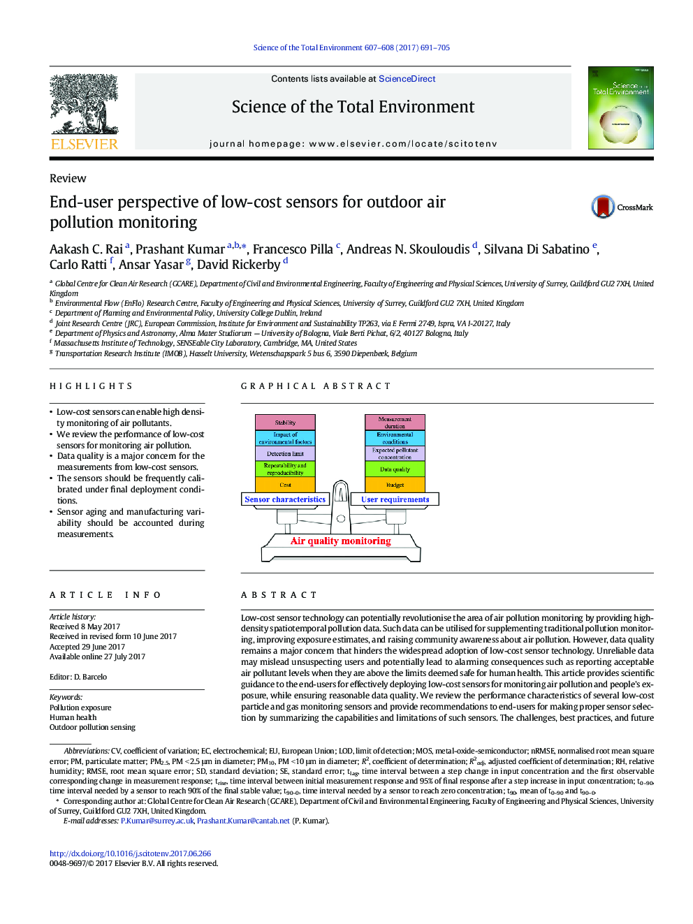 ReviewEnd-user perspective of low-cost sensors for outdoor air pollution monitoring