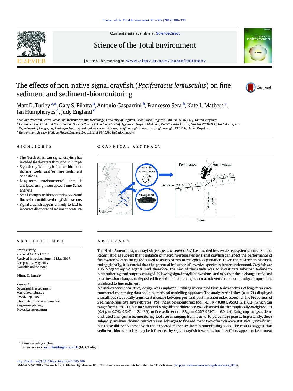 The effects of non-native signal crayfish (Pacifastacus leniusculus) on fine sediment and sediment-biomonitoring