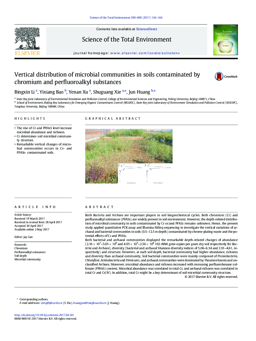 توزیع عمودی جوامع میکروبی در خاک های آلوده به مواد کروم و پرفروفیالکلی 